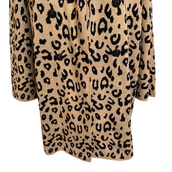 Anne Klein Cardigan Blazer Cheetah Sz XL Double Breasted Open Front Brown Black - Picture 6 of 10